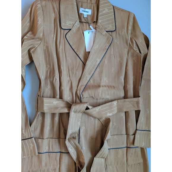 NWT L'AGENCE Skyler Collared Wrap Robe Jacket Size XXS Dark Khaki Horse #1G480 - Picture 5 of 13